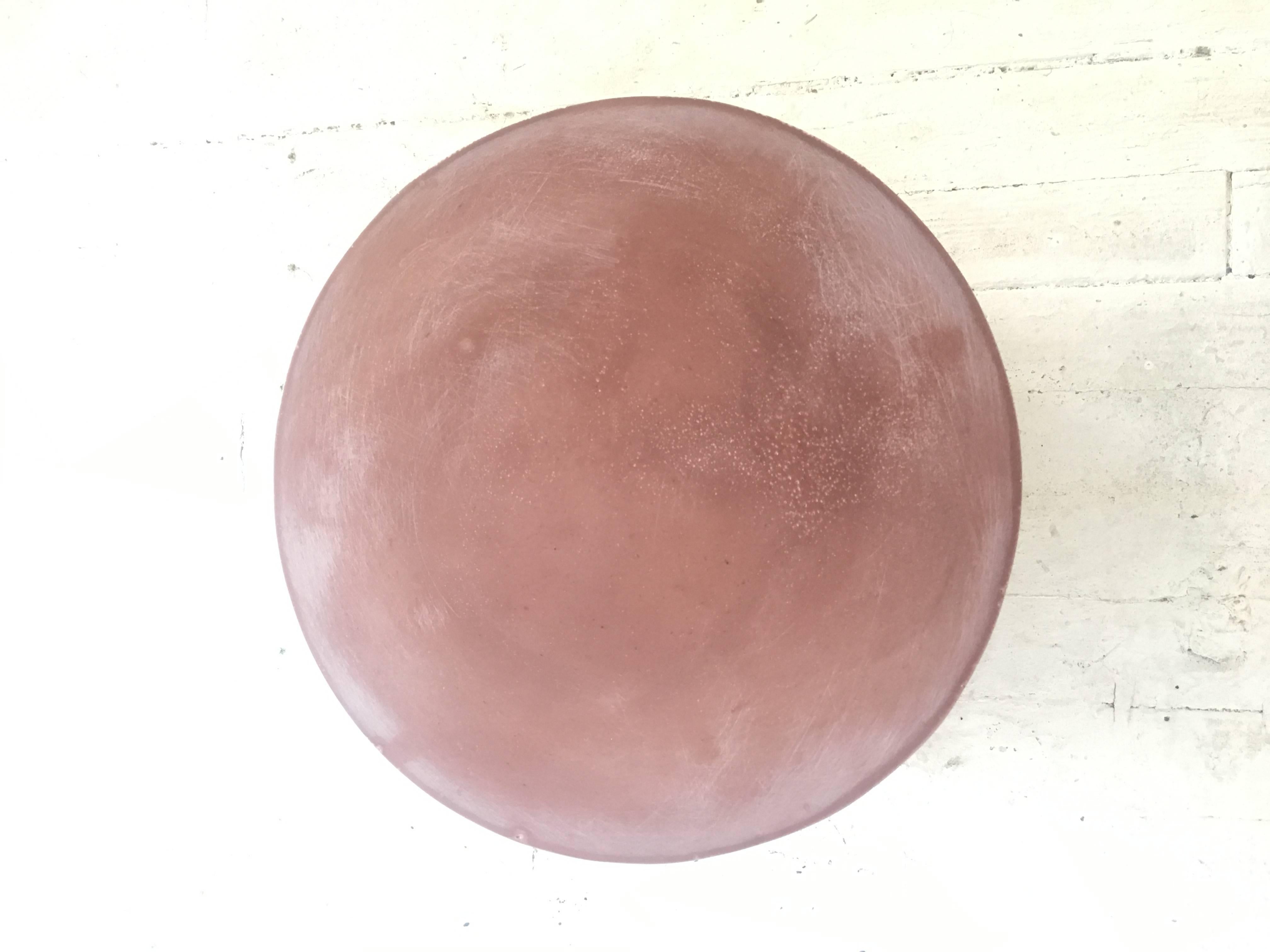 Contemporary Handmade Grey Agate and Burgundy Plaster Drum, Side Table by Samuel Amoia For Sale