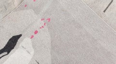 Handmade Grey, Ivory, Pink Splatter Rug by Eskayel for Doris Leslie Blau