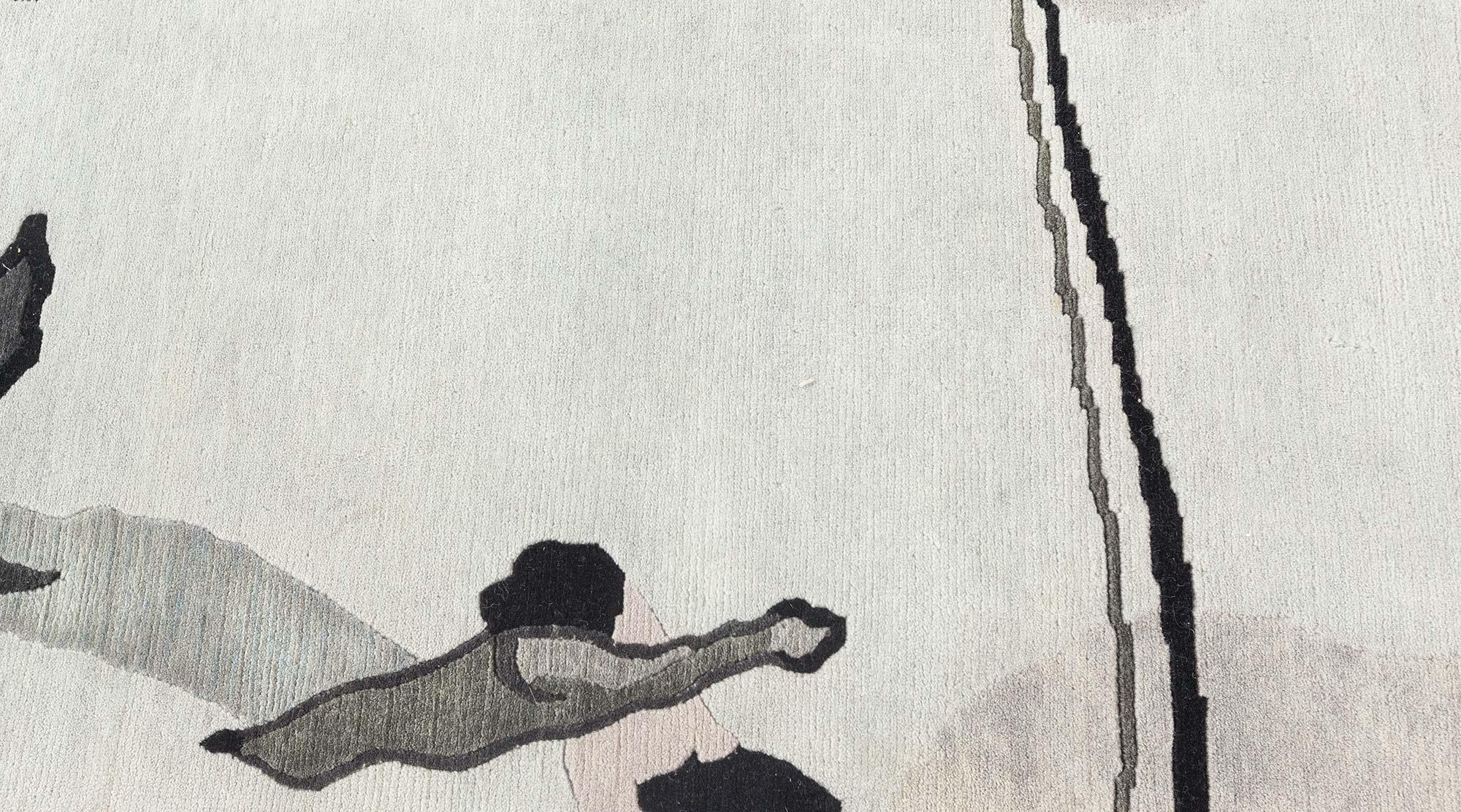 Tapis gris, ivoire et rose à éclaboussures fait à la main par Eskayel pour Doris Leslie Blau Neuf - En vente à New York, NY