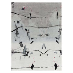 Tapis gris, ivoire et rose à éclaboussures fait à la main par Eskayel pour Doris Leslie Blau
