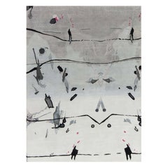 Handmade Grey, Ivory, Pink Splatter Rug by Eskayel for Doris Leslie Blau