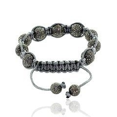 Handmade Grey Pave Bead Macrame Adjustable Bracelet