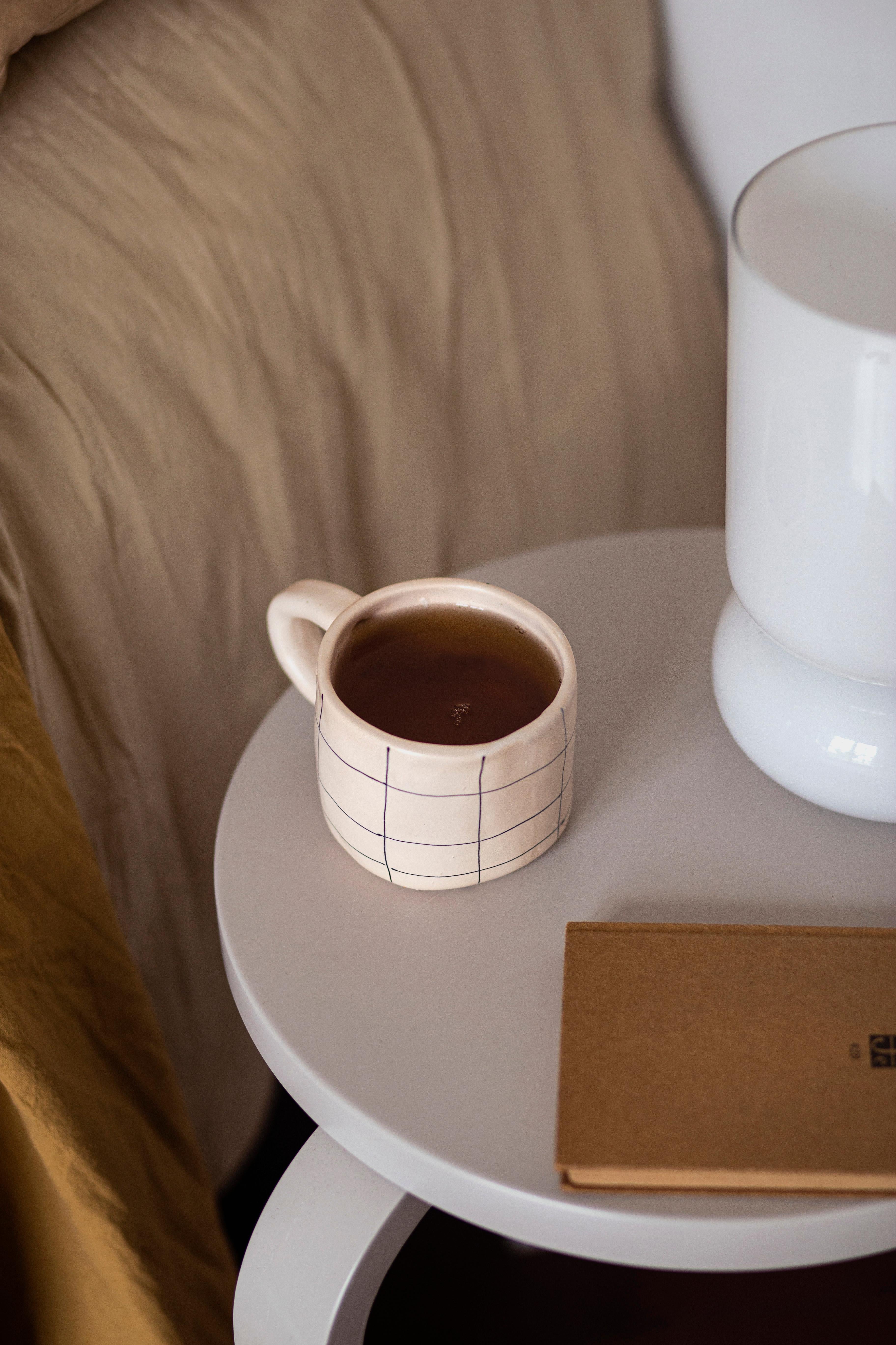 Organic Modern Handmade Grid Checkered Mug For Sale