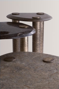 Hagstone Coffee Table Cluster, Sculpted Brass & Rare British Marble