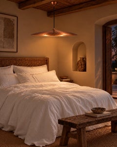 Handmade Hammered Solid Copper Solare Disc Pendant Light, Nayarit Mexico