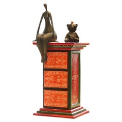 Handmade Hand painted Meenakari Work 3 DRAWER Pillar