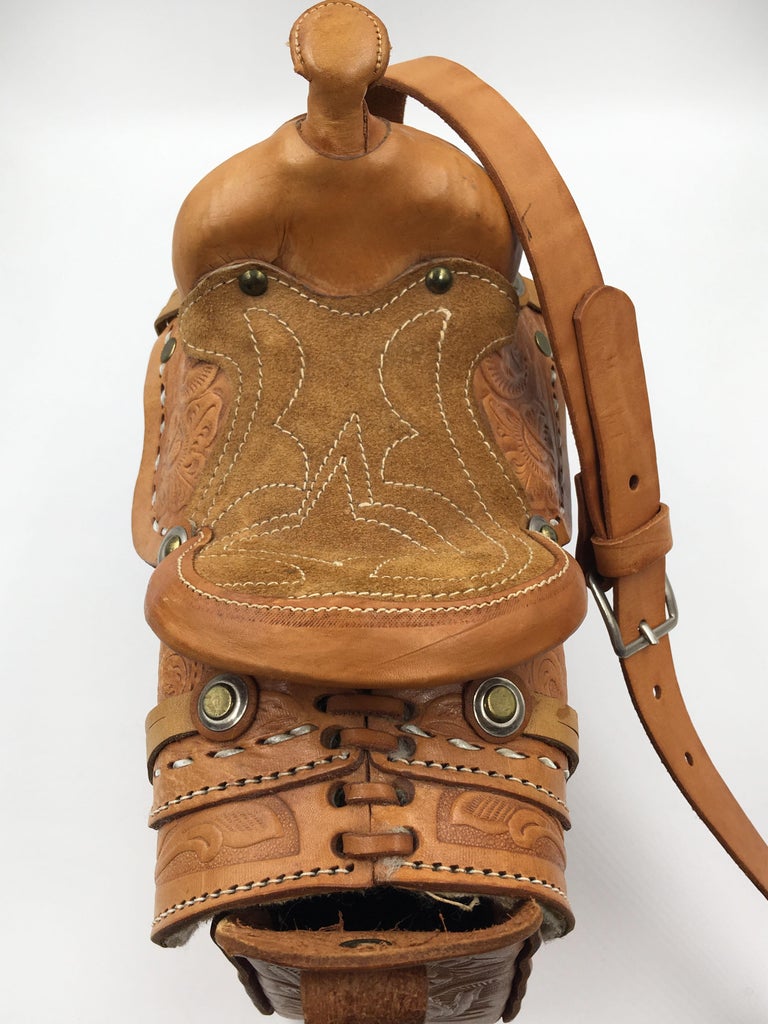 Handmade, Artisan Hand Tooled Mexican Leather and Sheepskin Saddle