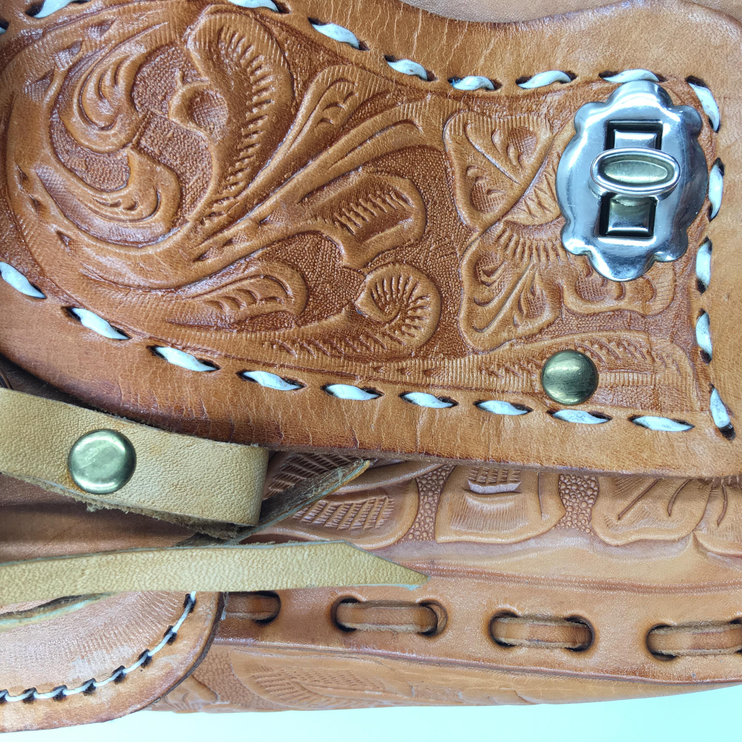 Women's or Men's Handmade, Artisan Hand Tooled Mexican Leather and Sheepskin Saddle Shoulder Bag 
