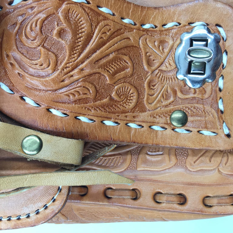 Handmade, Artisan Hand Tooled Mexican Leather and Sheepskin Saddle