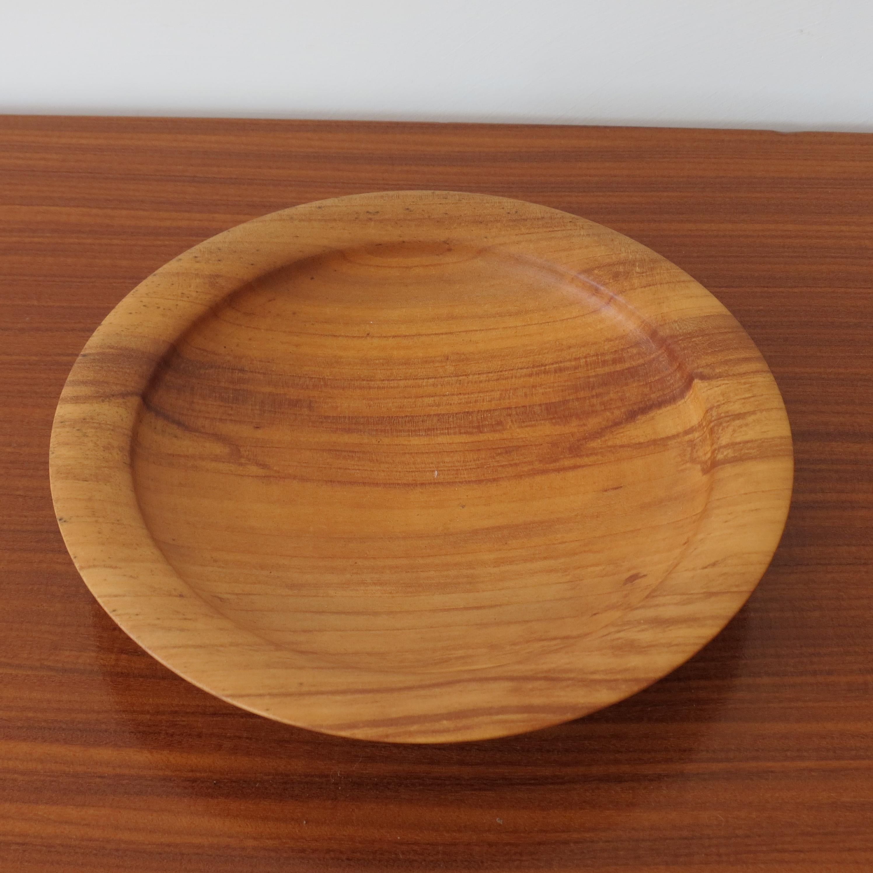 English Handmade Hand Turned Wooden Bowl Apple Wood 1990s For Sale
