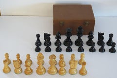 Handmade Hardwood Weighted Lardy Chess Set in Box Kings, France, Circa 1930