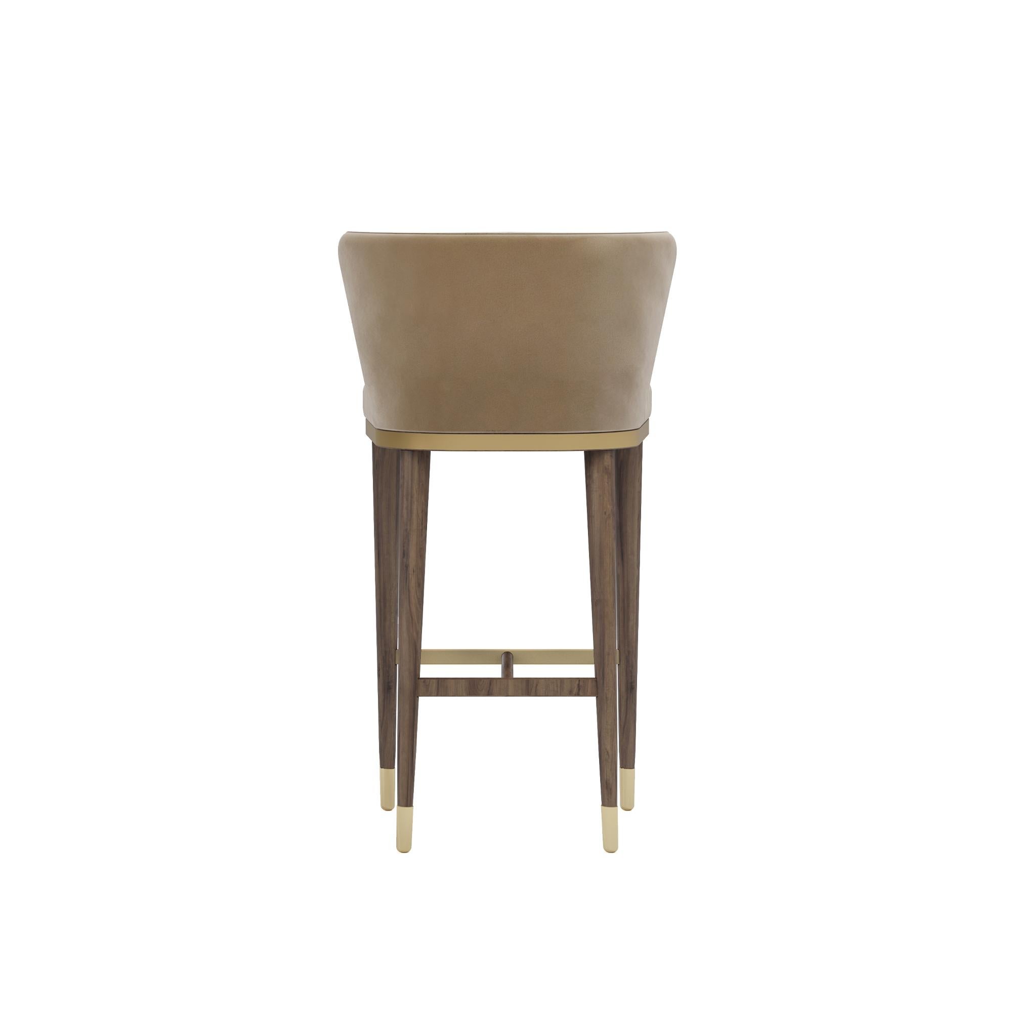 Modern Handmade Hazel Bar Chair in Fine Oak with Luxe Upholstery by Nolita Harbour For Sale