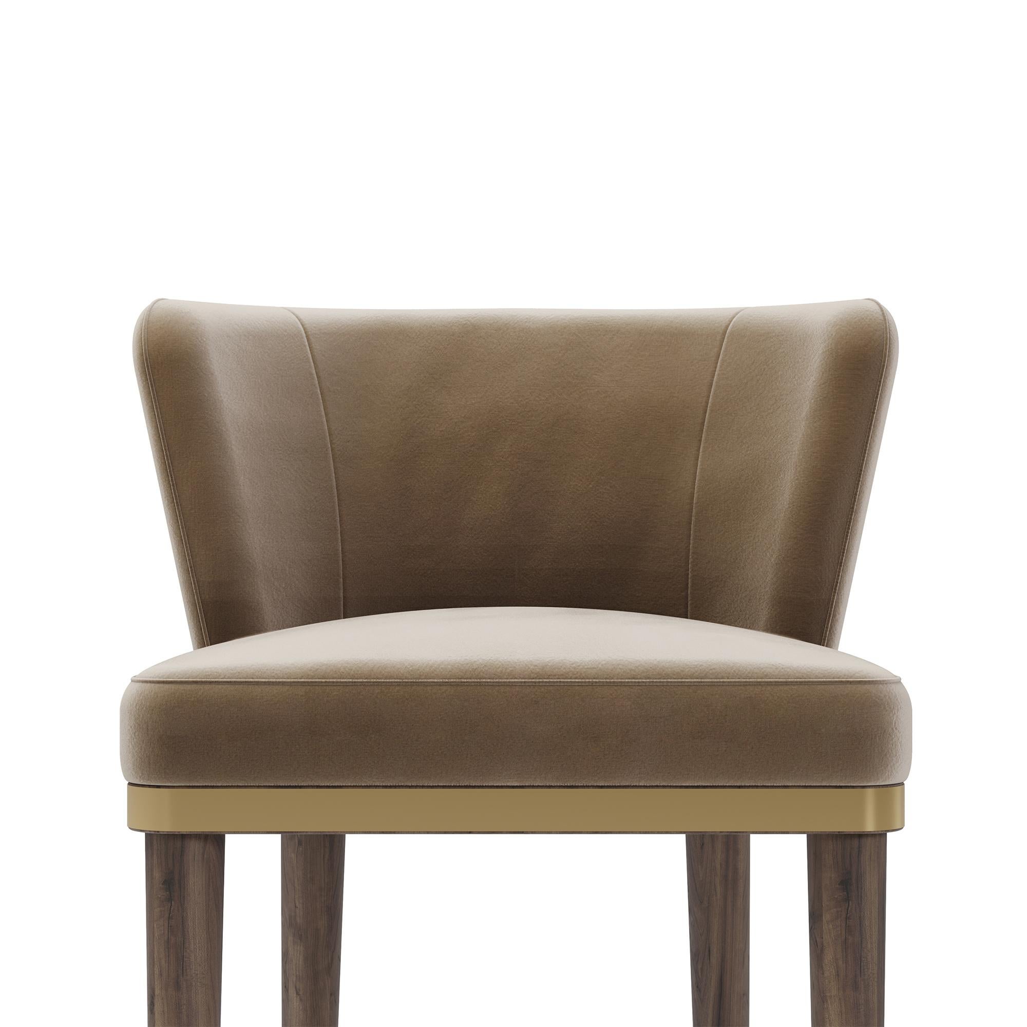Portuguese Handmade Hazel Bar Chair in Fine Oak with Luxe Upholstery by Nolita Harbour For Sale