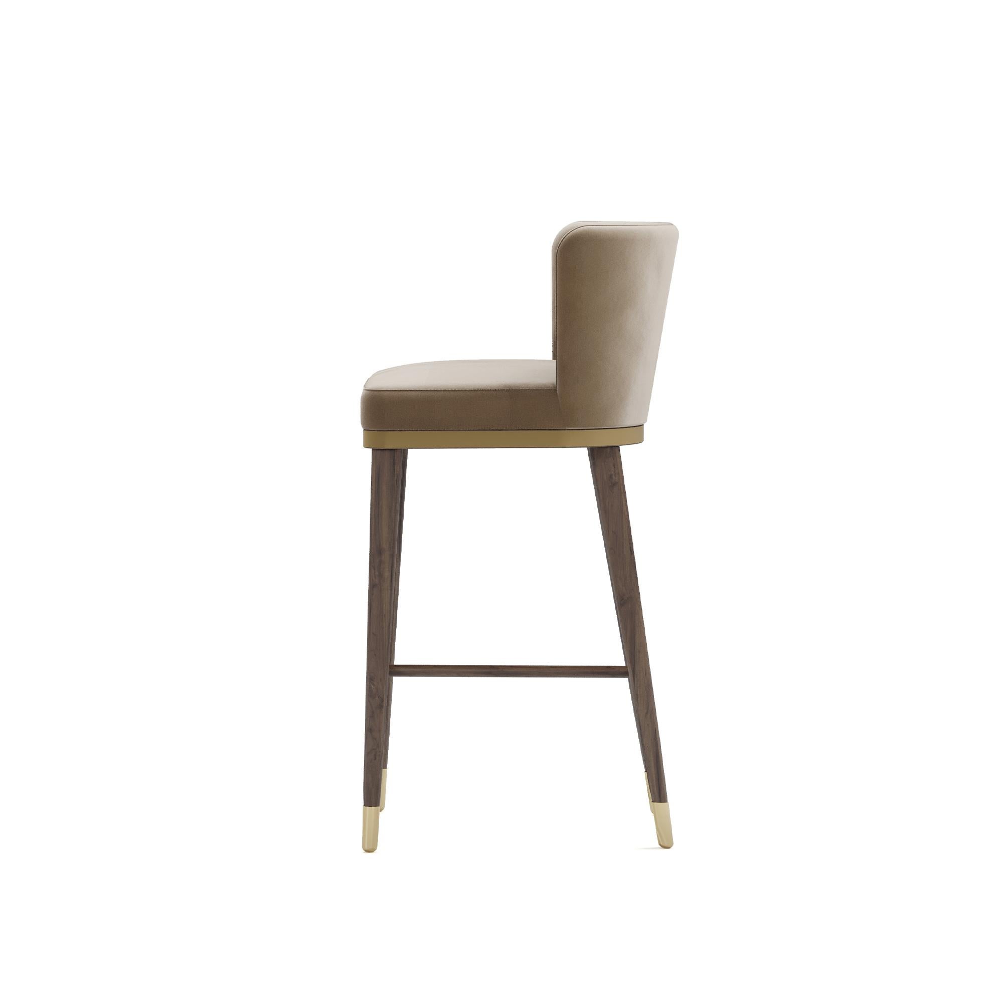 Contemporary Handmade Hazel Bar Chair in Fine Oak with Luxe Upholstery by Nolita Harbour For Sale
