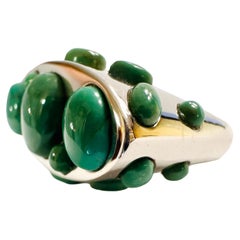Handmade Heritage Gems Kingman Green Turquoise Sterling Silver Statement Ring