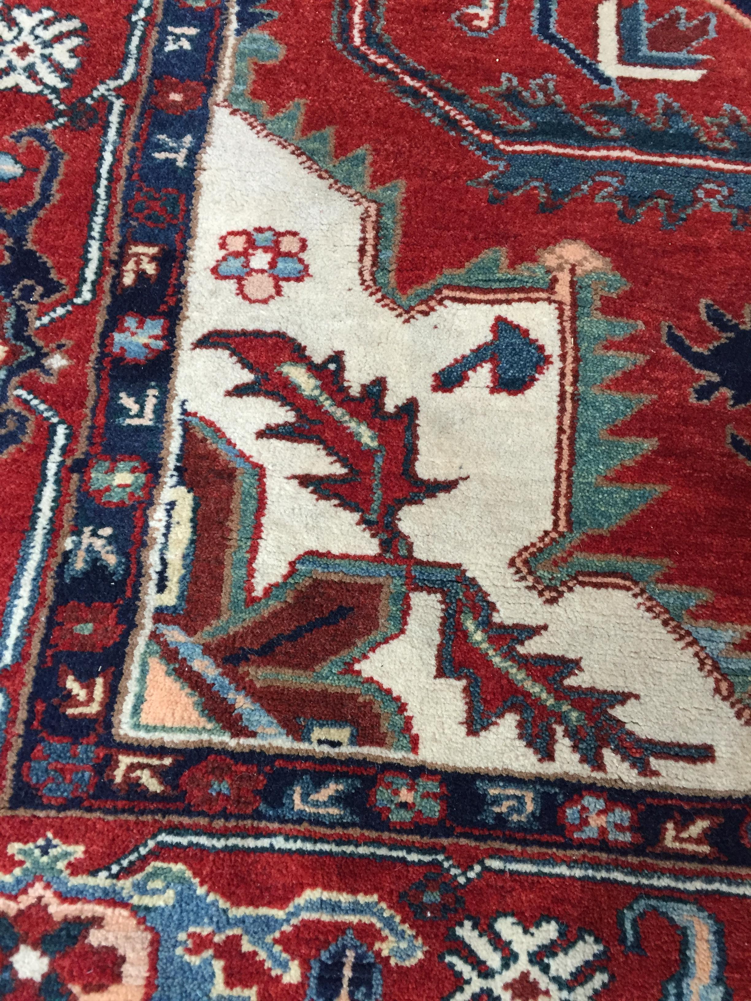 Hand-Knotted Handmade Heriz Persian Rug Never Used For Sale
