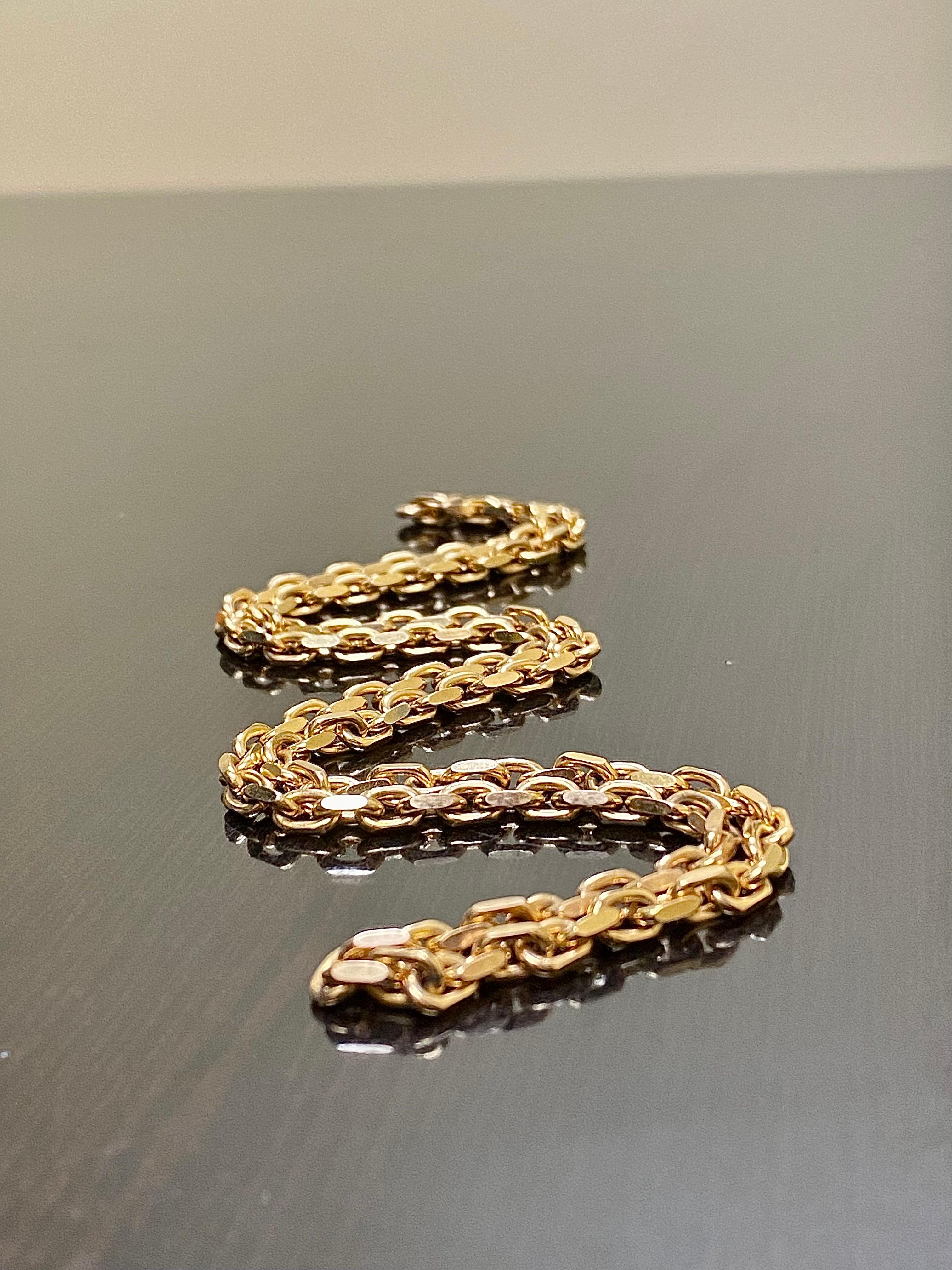 Women's or Men's Handmade Hermes Link 18K Rose Gold Necklace For Sale