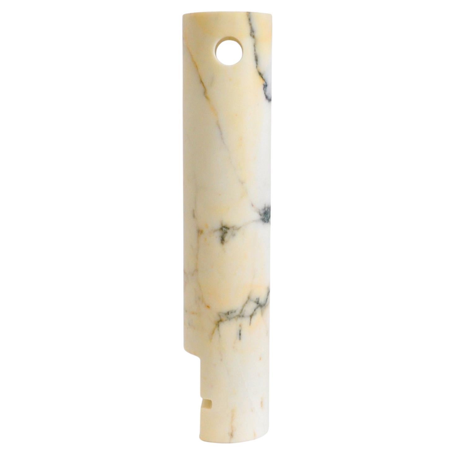 Handmade High Cylindrical Face Vase in Paonazzo Marble