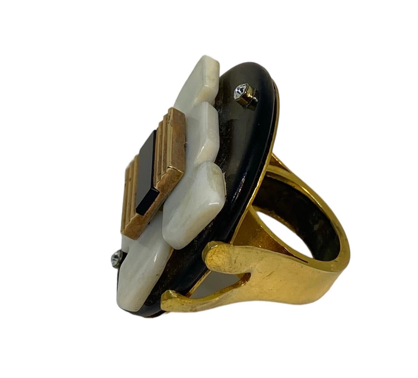 Einmaliger Ring. Hochwertiges Upcycling. Quarz, vergoldete Bronze und Vintage-Elemente. im Angebot 6