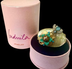One Off Ring. High Upcycling. Quartz, Gold Plated Bronze & Vintage Elements.