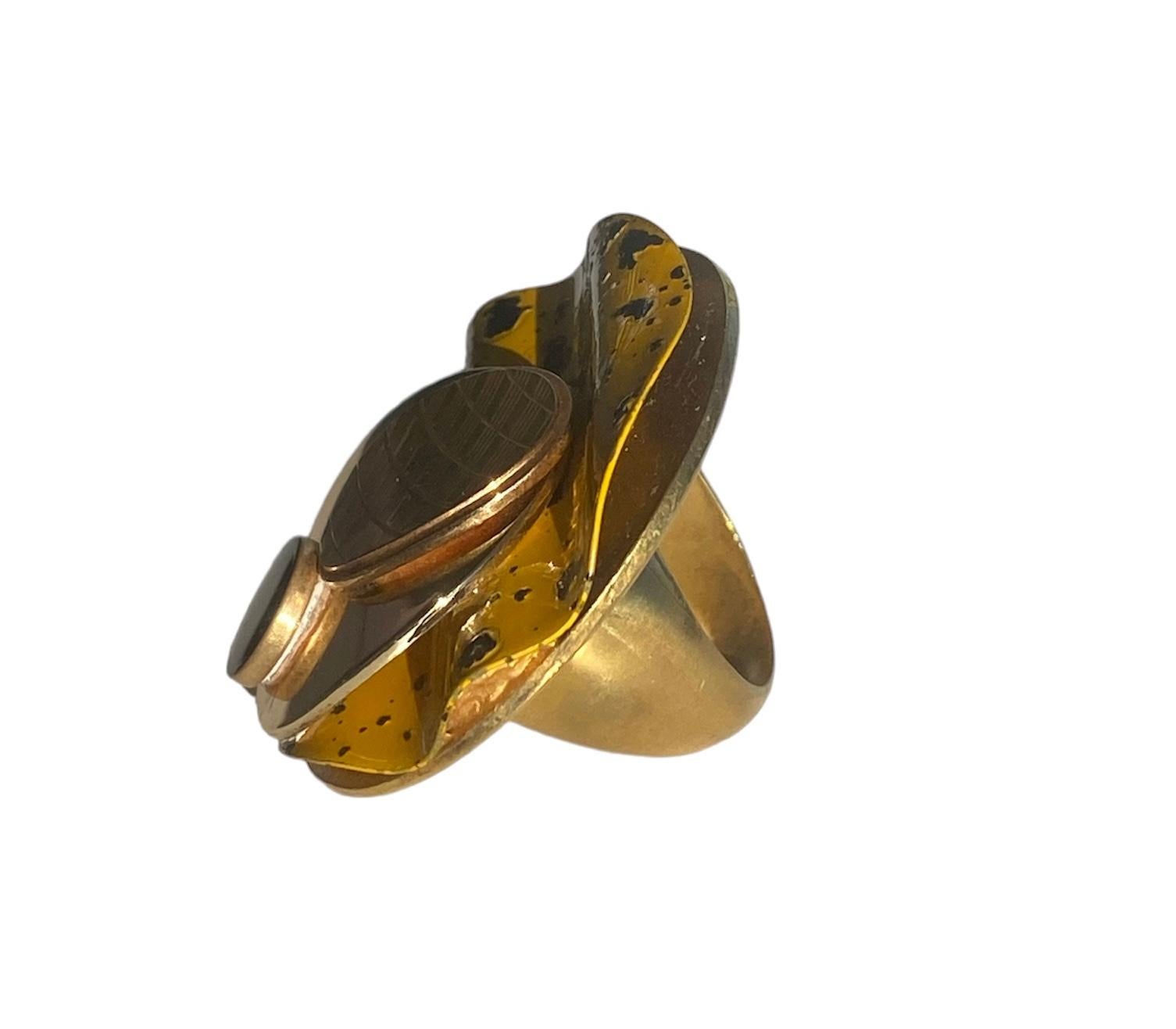 Artisan One Off Ring. High Upcycling. Metal, Gold Plated Bronze & Vintage Elements.  For Sale