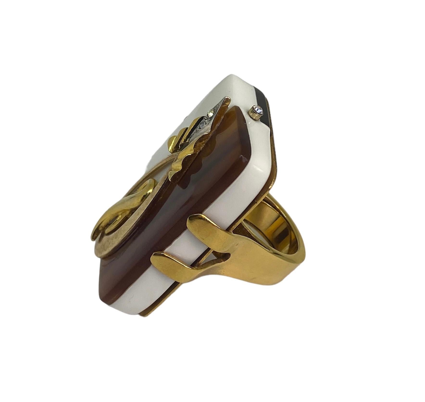 One Off Ring. High Upcycling. Quartz, Gold Plated Bronze & Vintage Elements. In New Condition For Sale In ZARAGOZA, ES