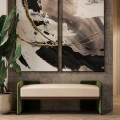 Handmade Hinga Bench with Green Accented Ends & Walnut Base by Nolita Harbour
