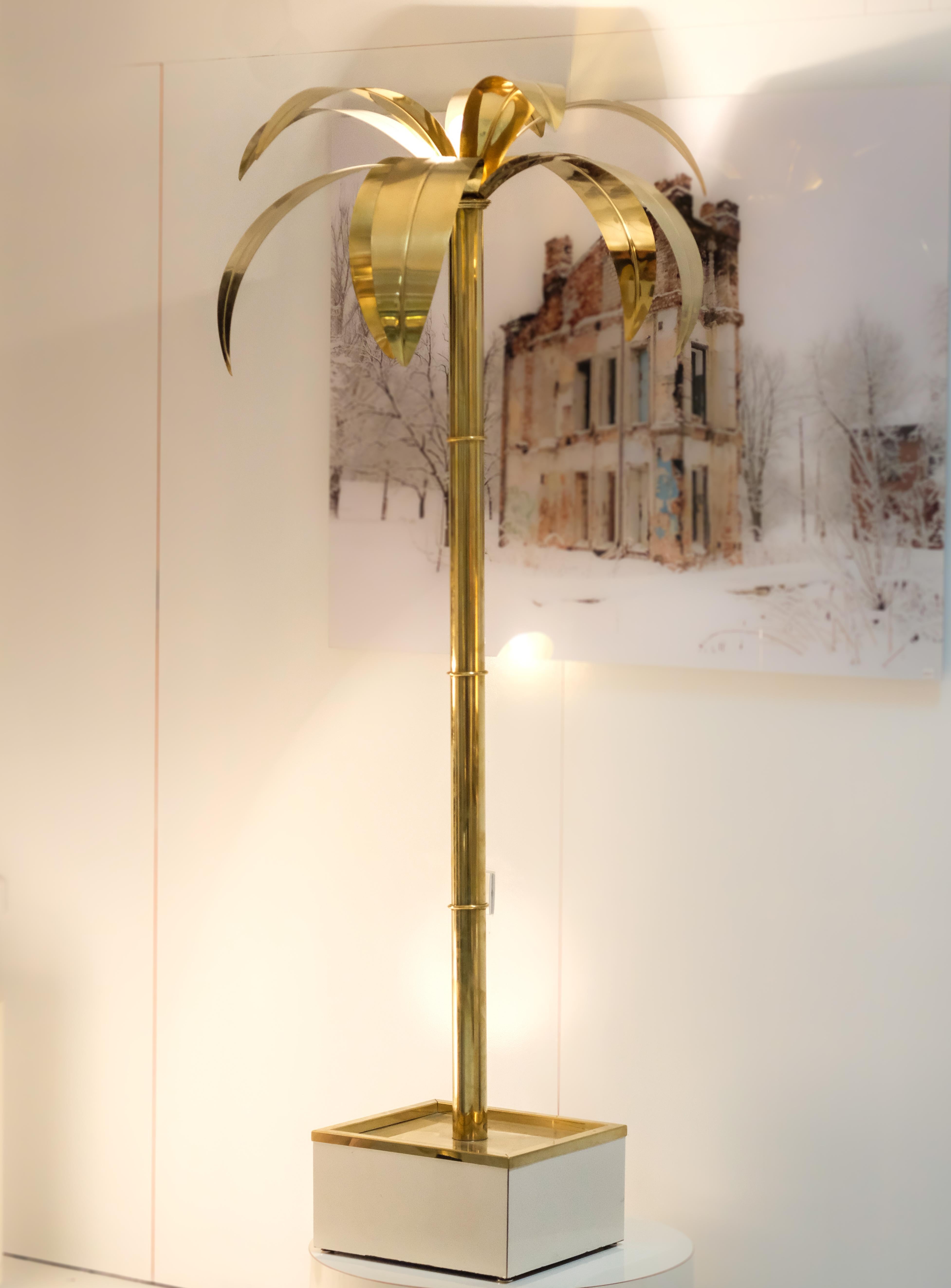 Handmade Hollywood Regency Brass Palm Tree Sculpture For Sale 2