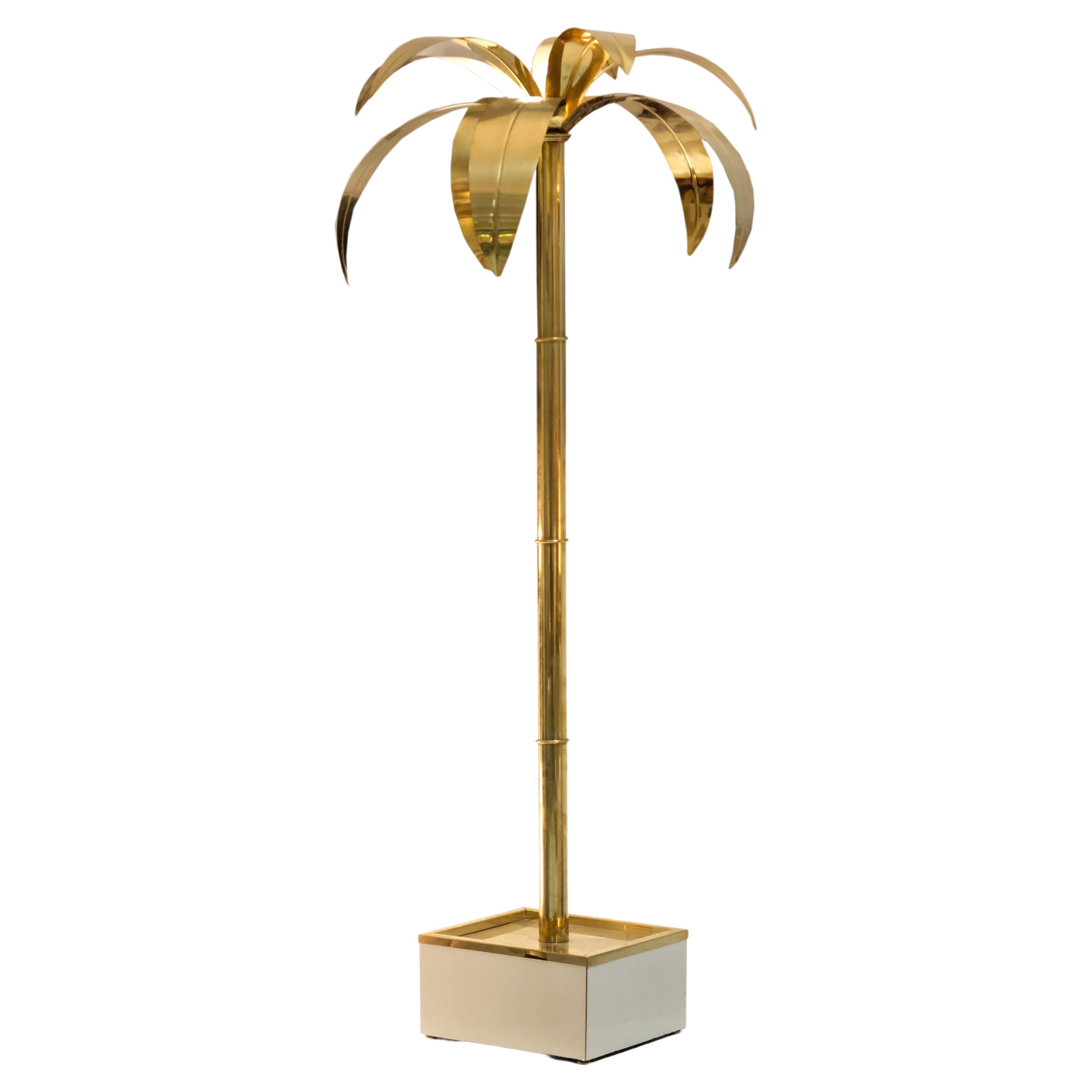 Handmade Hollywood Regency Brass Palm Tree Sculpture For Sale