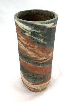 Handmade Cylindrical Ceramic Table Vase by Eva Bod, 1970s