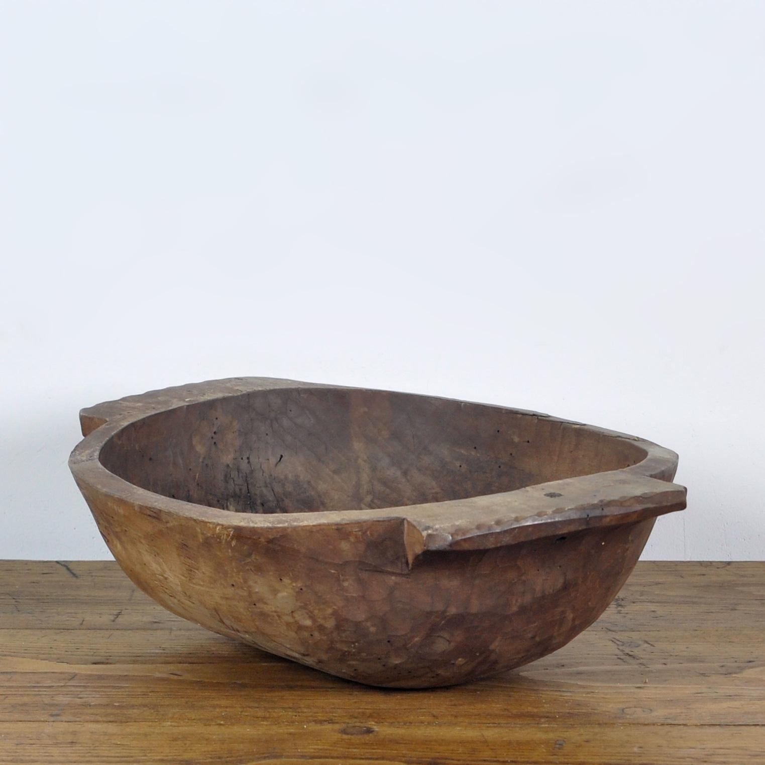 Rustic Handmade Hungarian Wooden Dough Bowl, Early 1900s