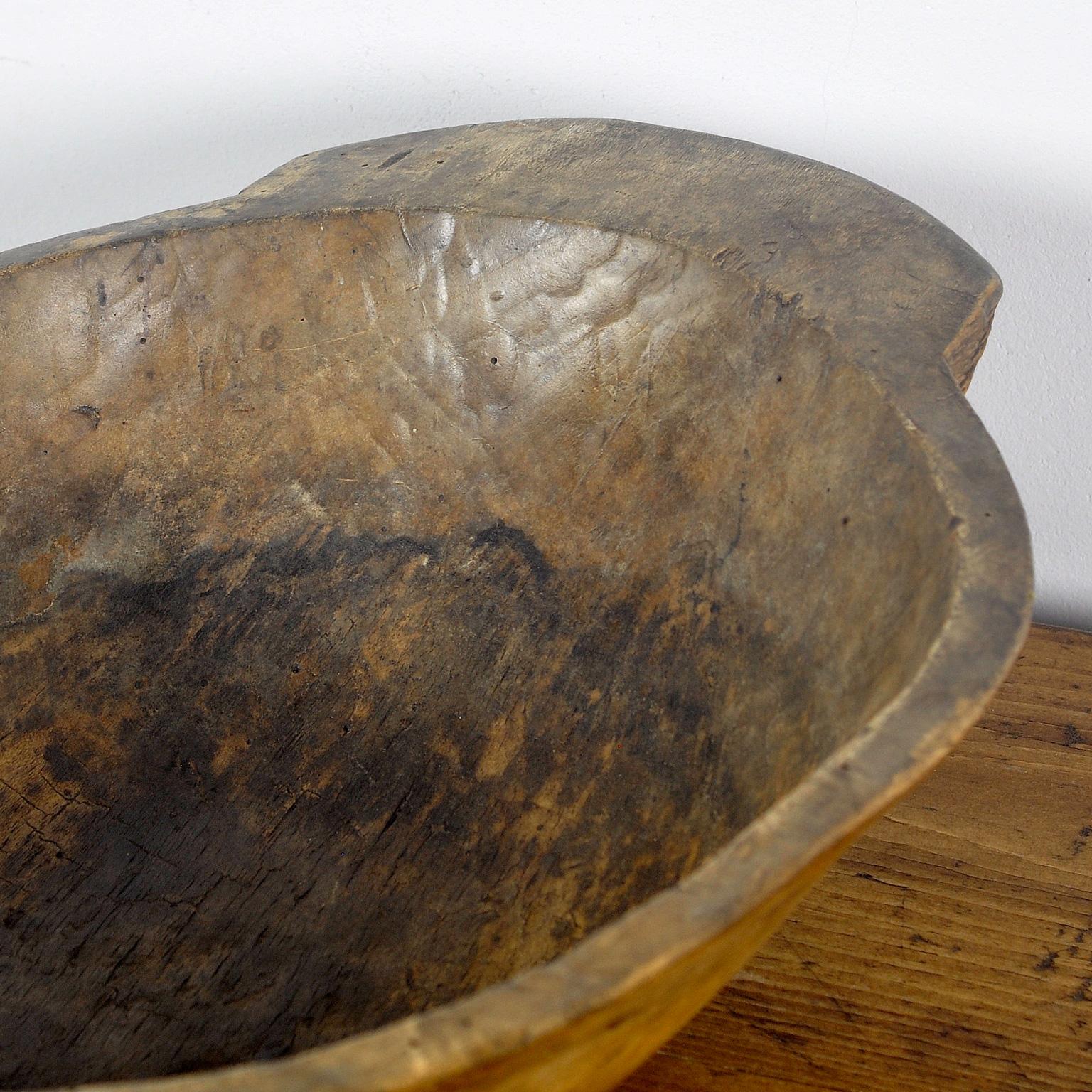 Hand-Carved Handmade Hungarian Wooden Dough Bowl, Early 1900s