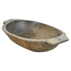 Antique Handmade Hungarian Wooden Dough Bowl, Early 1900s