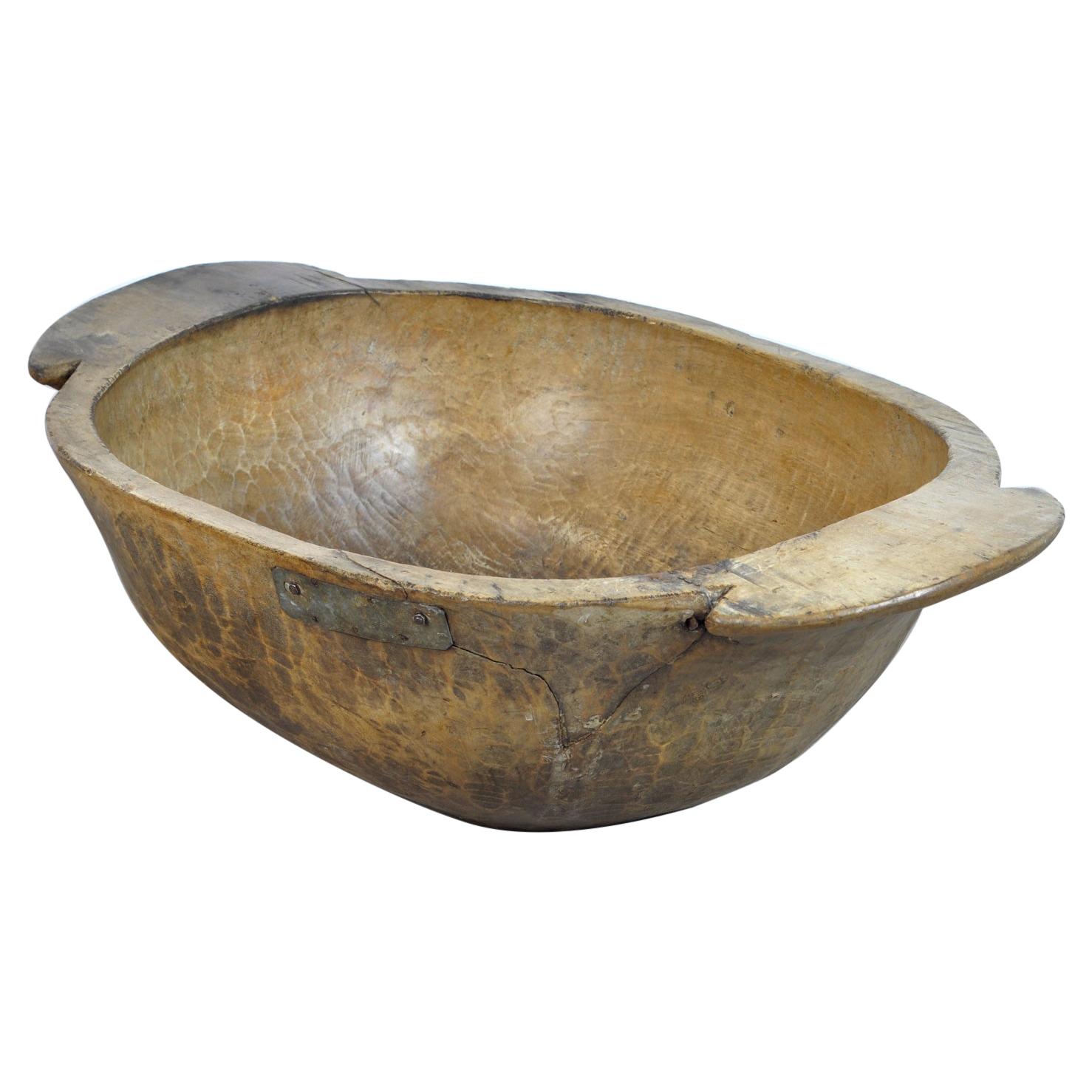 Handmade Hungarian Wooden Dough Bowl, Early 1900s
