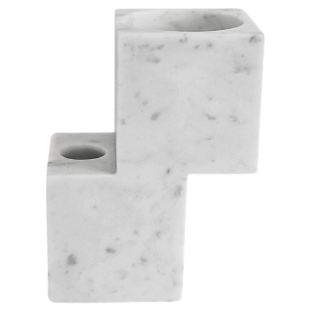 Handmade Hybrid Multifunction Vase in White Carrara Marble