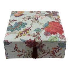 Handmade in France Floral Print Linen Decorative Storage Box for Scarves