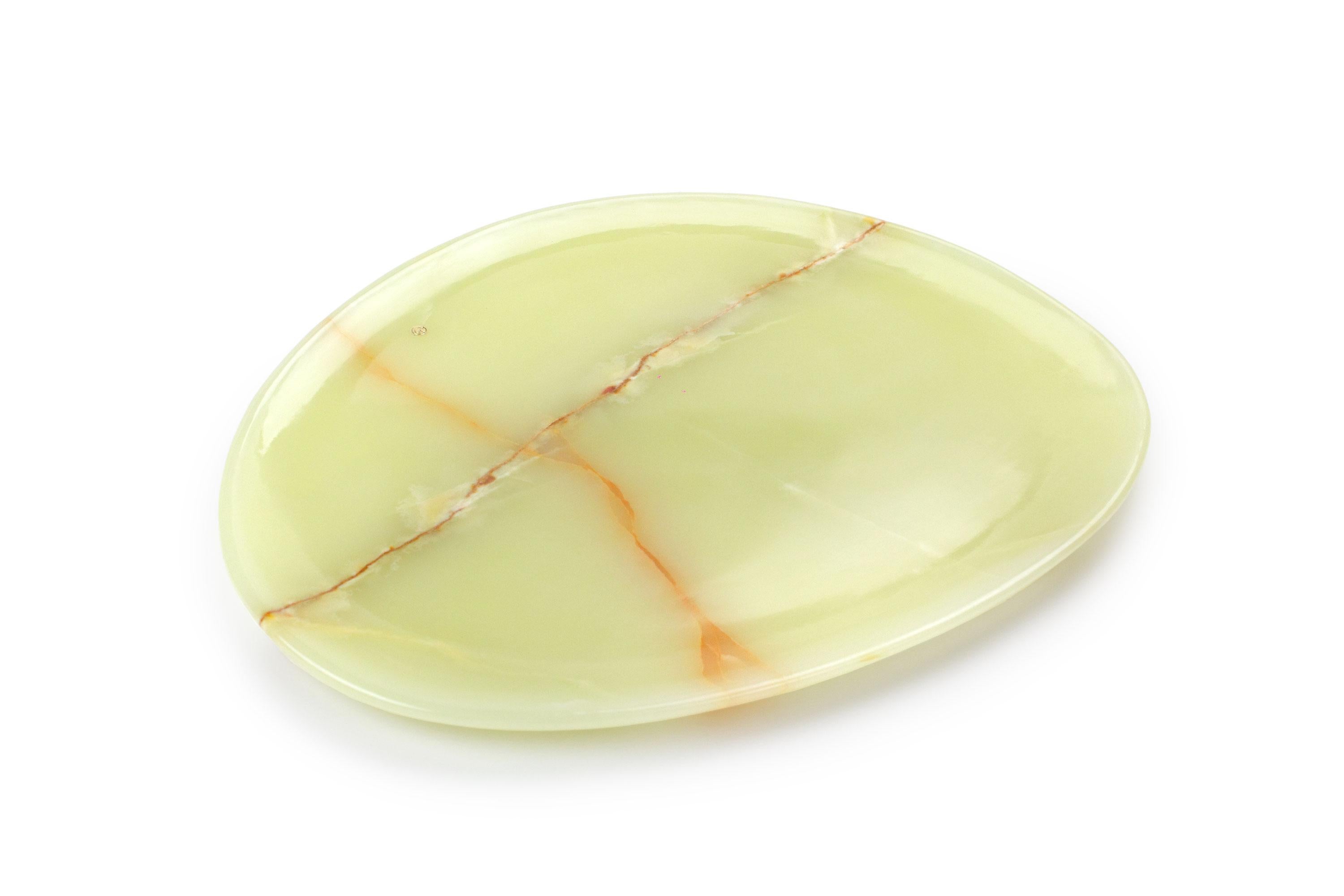 Plato Vajilla Macizo Mármol Verde Ónice Tallado a Mano Coleccionable Italia Tallado a mano en venta