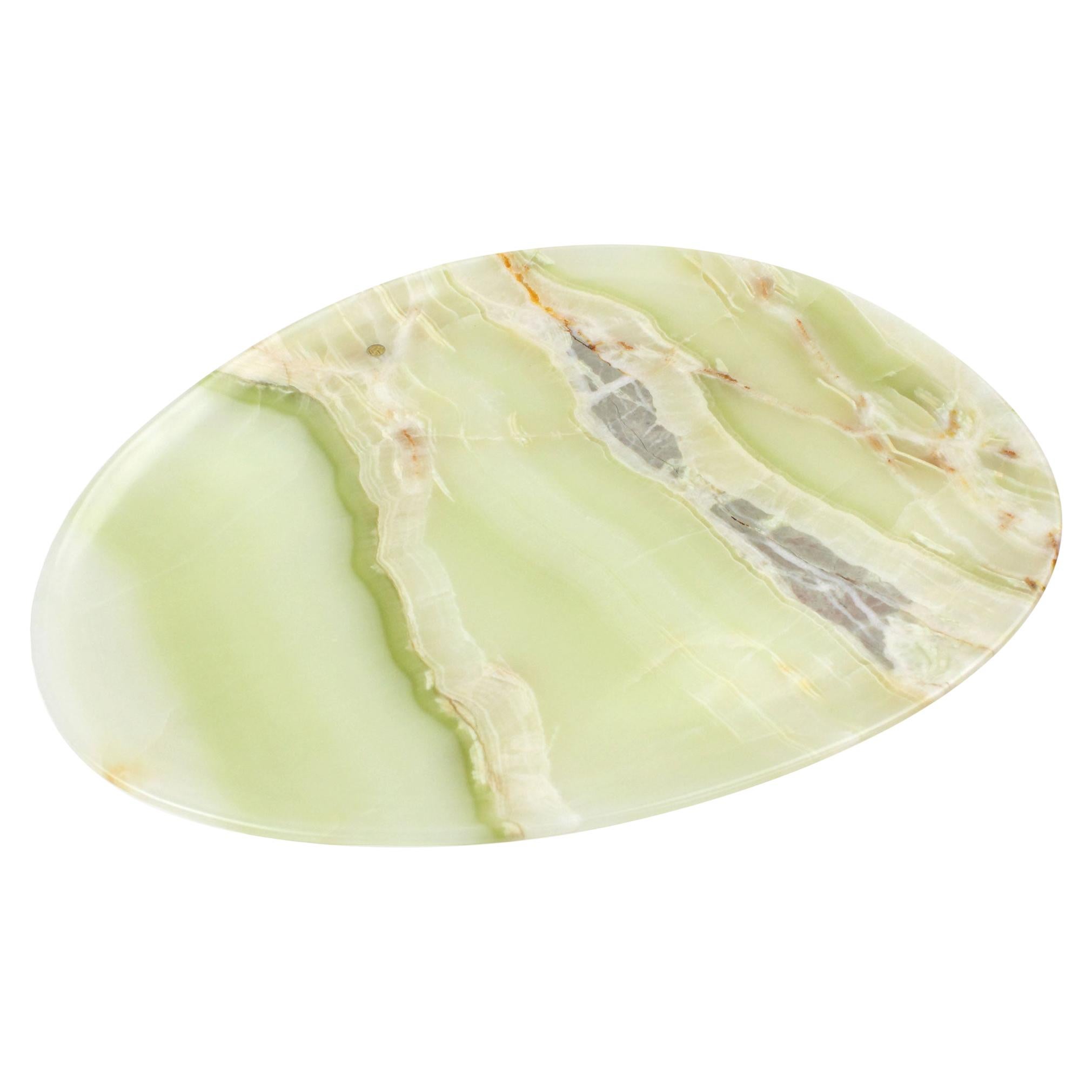 Piatto da portata Solido in marmo verde onice scolpito a mano da collezione Italia