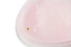 Plate Platter Serveware Solid Pink Onyx Hand-carved Collectible Design Italy