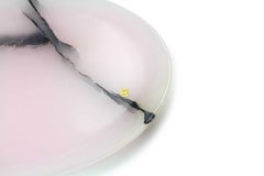 Plate Platter Serveware Solid Pink Onyx Marble Hand-carved Collectible Italy