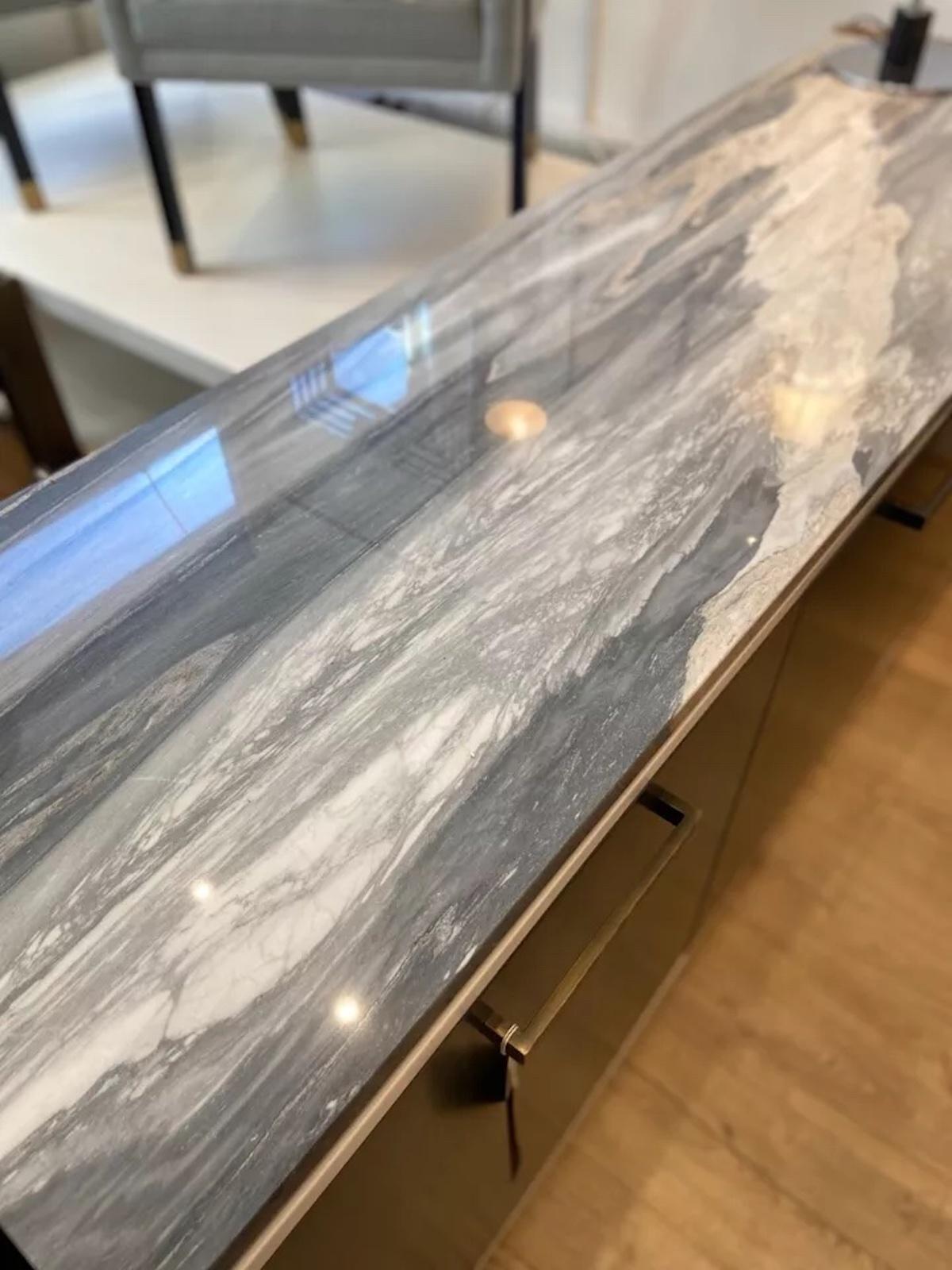 Art Deco Handmade In The UK Bespoke Designed Green Marble Topped Sideboard