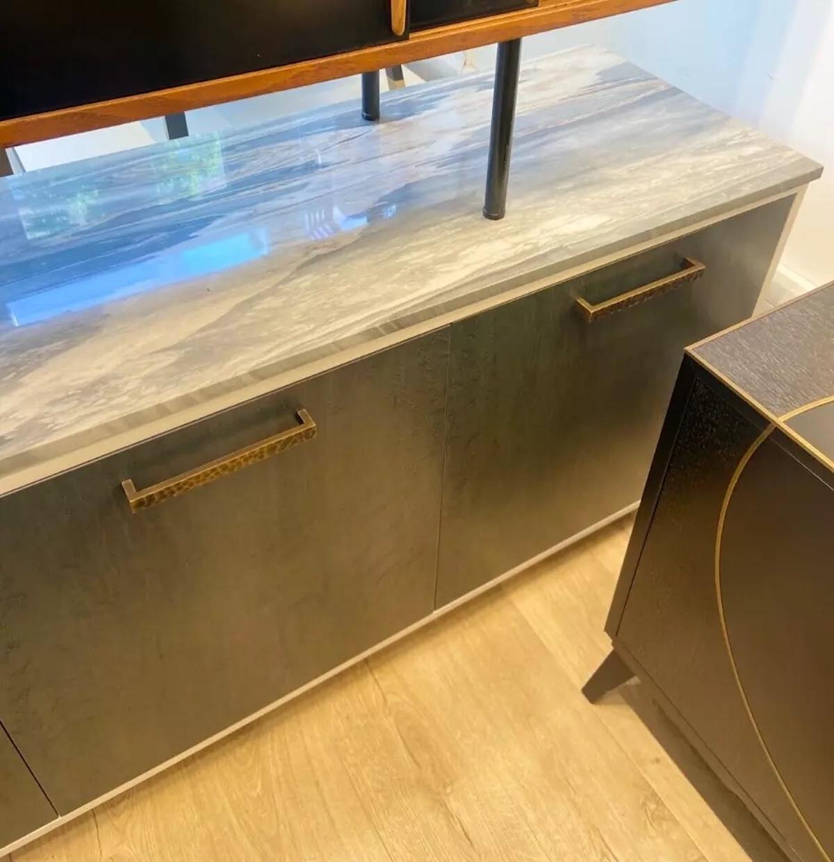 European Handmade In The UK Bespoke Designed Green Marble Topped Sideboard