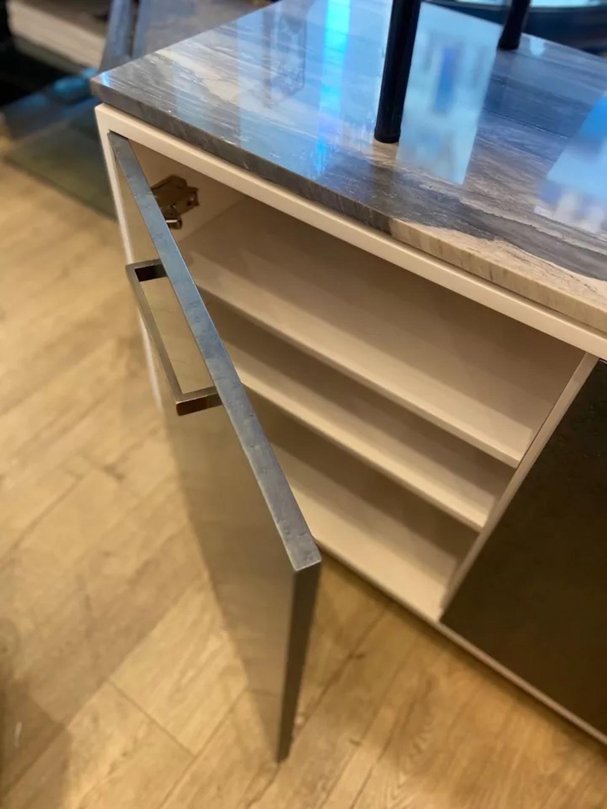 Wood Handmade In The UK Bespoke Designed Green Marble Topped Sideboard