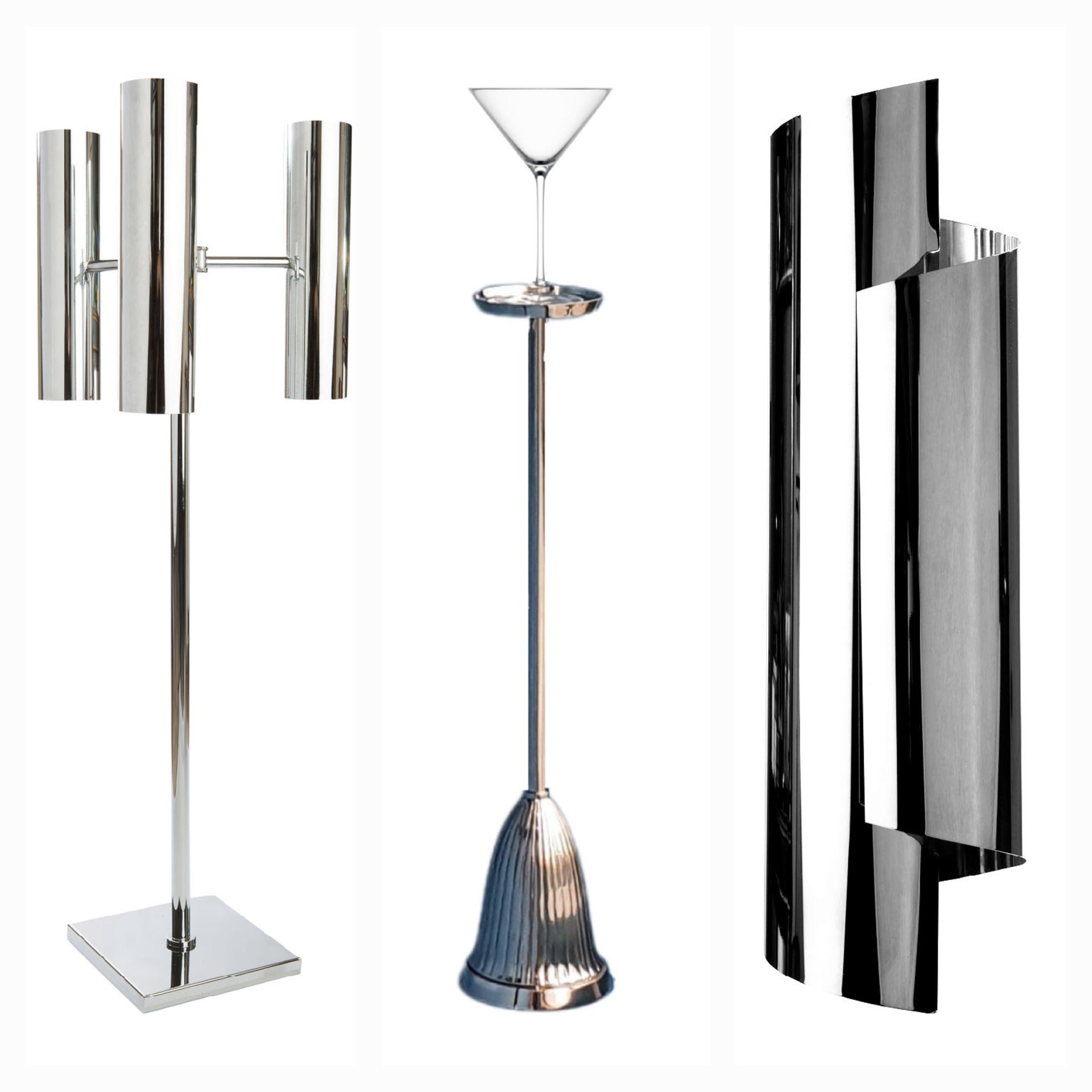 Handmade individual cocktail table made of solid cast Brass in polished Nickel For Sale 3