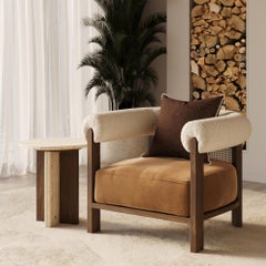 Handmade Isa Side Table in Wood & Polished Brass Accents by Nolita Harbour