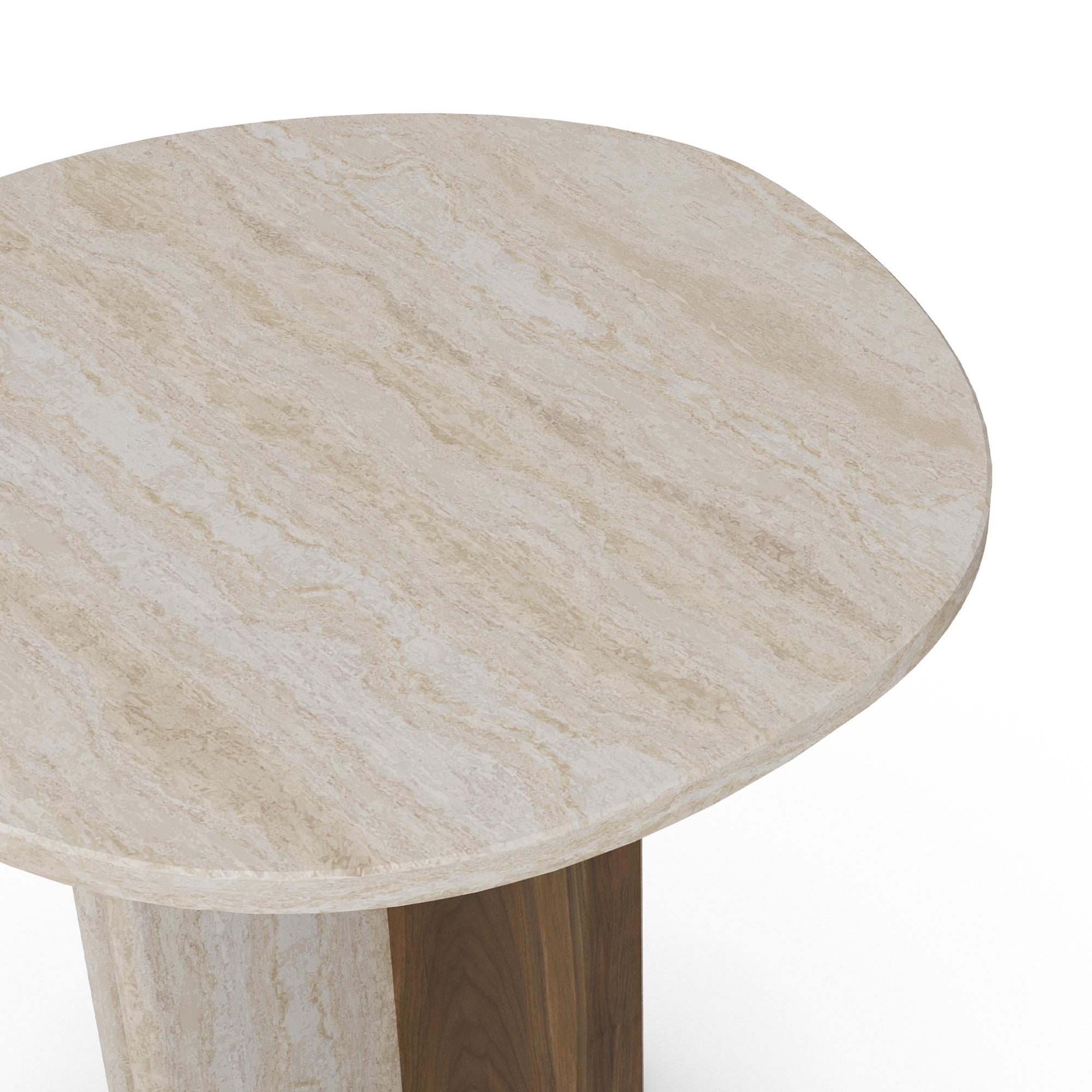 Table d'appoint Isa faite main en Wood et accents en laiton poli par Nolita Harbour Neuf - En vente à Carvalhosa, PT