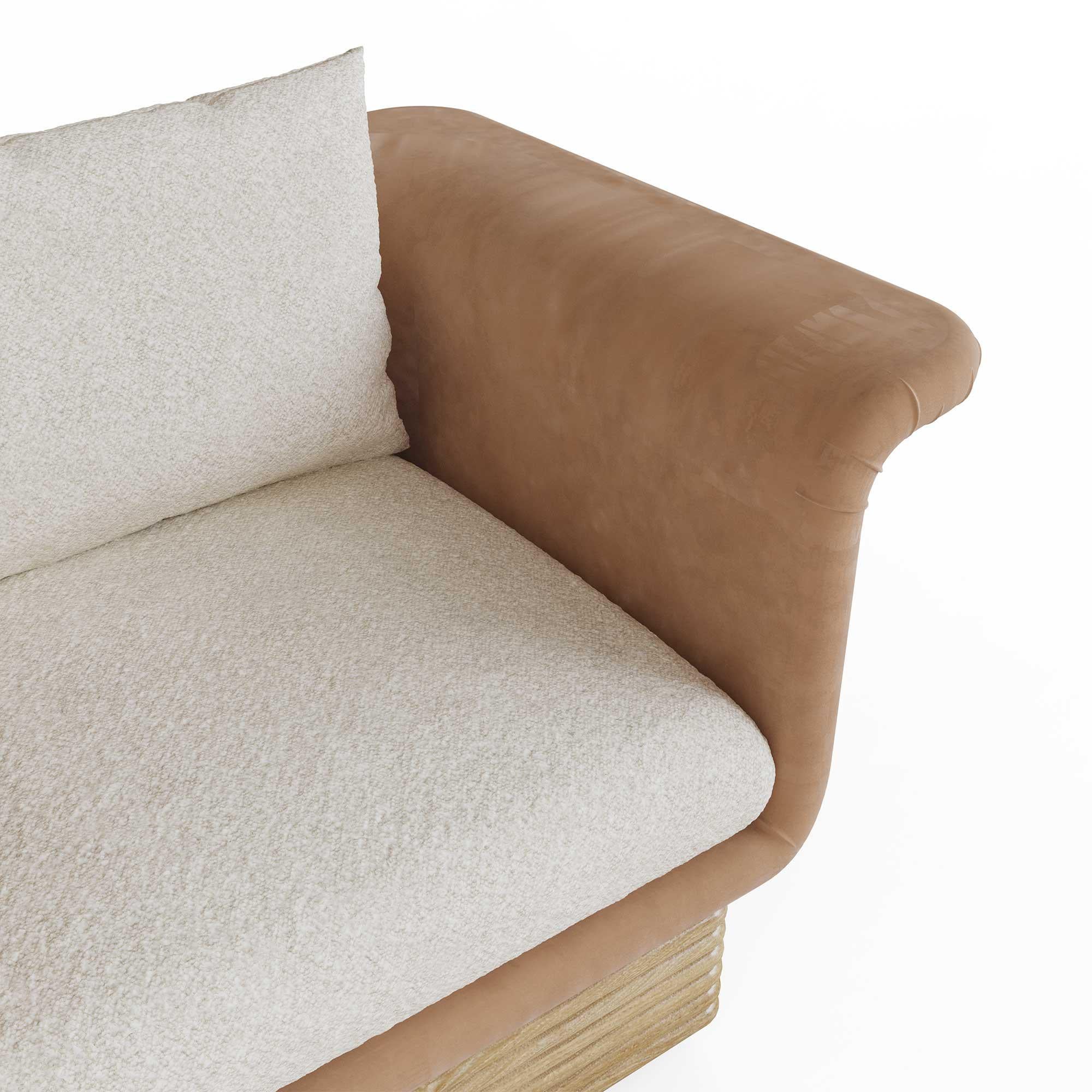 Handmade Isabella Armchair with Velvet & Ribbed Wooden Base by Nolita Harbour In New Condition For Sale In Carvalhosa, PT