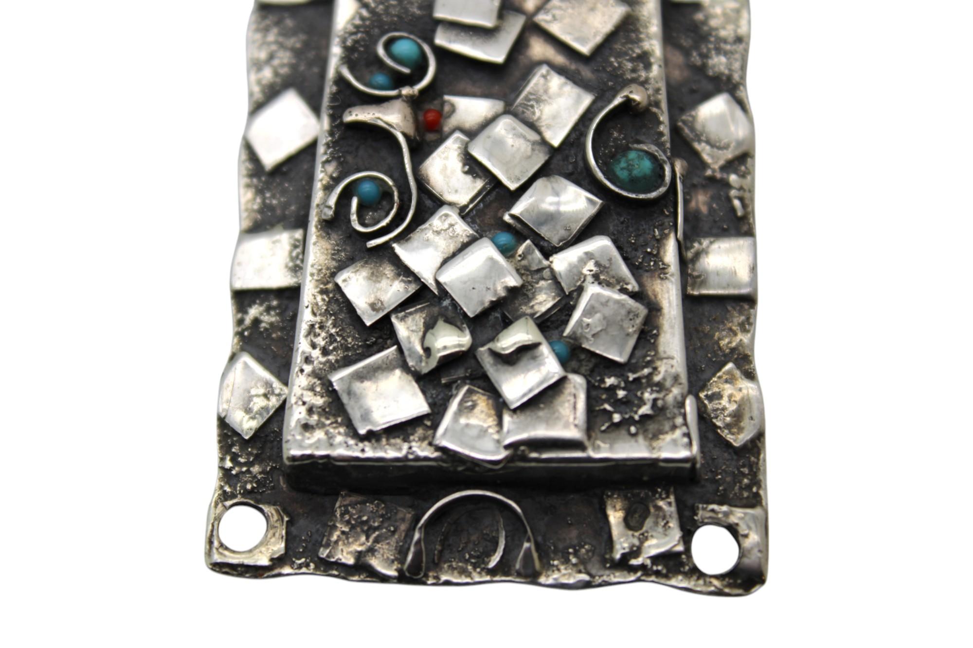 Israélien Etui à Mezuzah en argent israélien fait à la main - Circa 1950 en vente