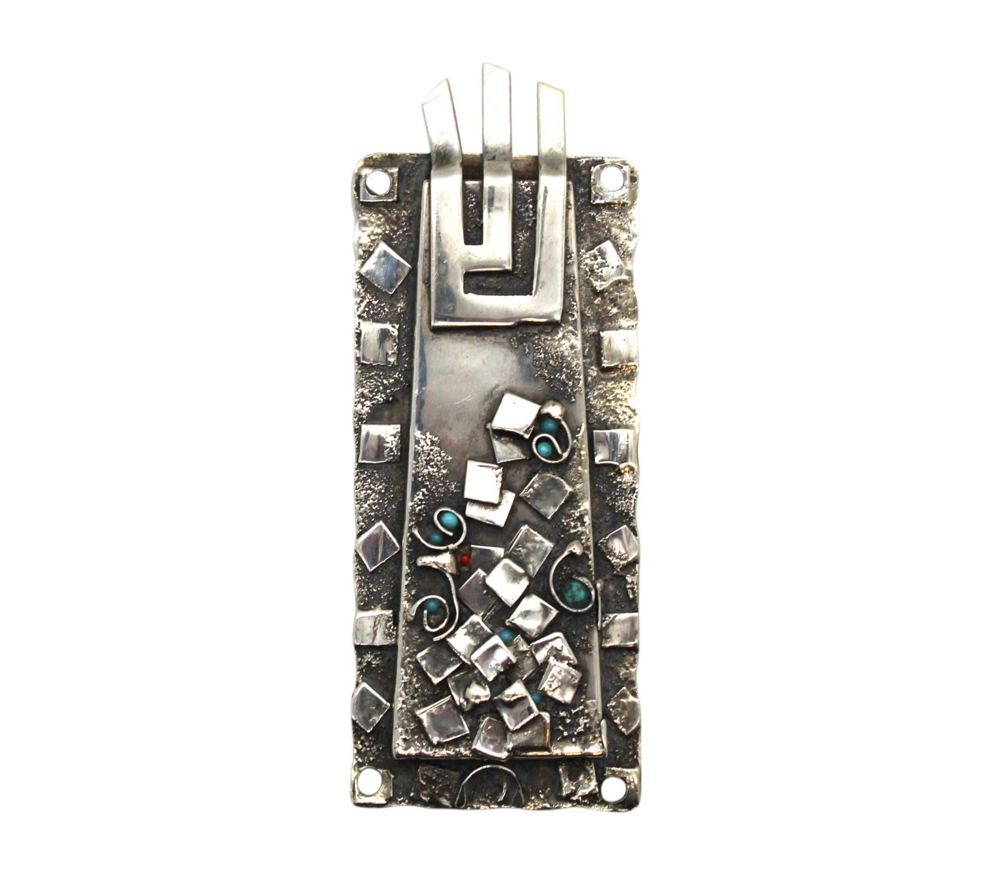 Funda para mezuzá de plata israelí hecha a mano - circa 1950