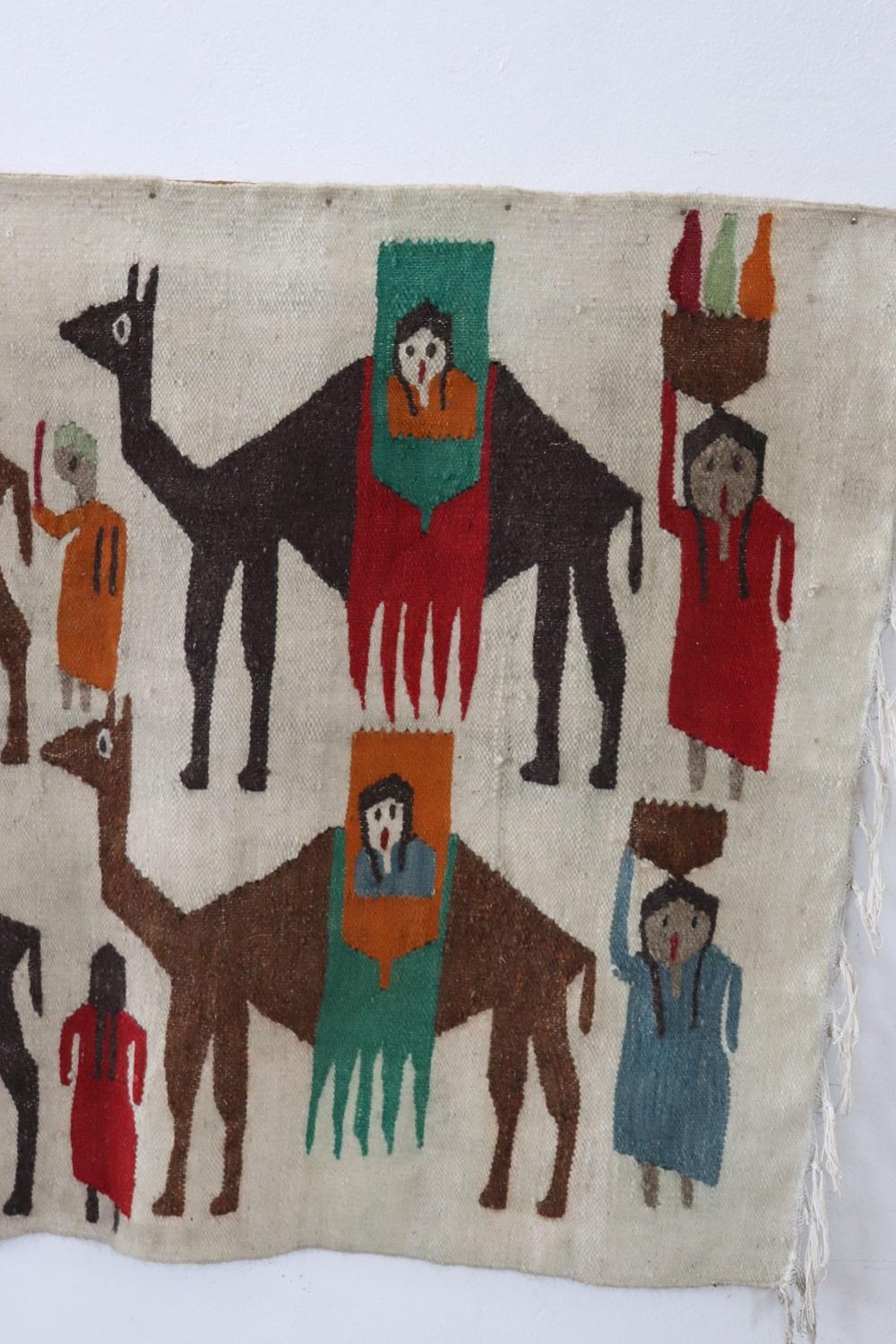 Handmade Israeli Wall Tapestry or Wall Rug, 1930s In Good Condition For Sale In Casale Monferrato, IT